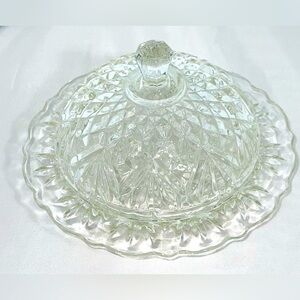 𝅺VINTAGE Crystal Butter Bell Dish